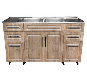 Mueble base lavaplatos 50 cm 4 puertas P150W nogal