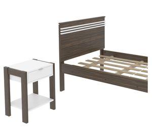 Marquesa Cama 1 plaza 195cm patas + velador Tecnomobili
