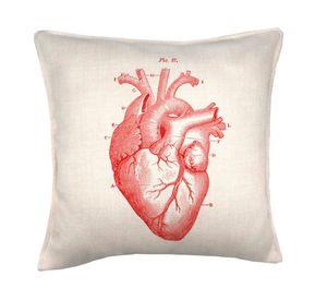 Cojín decorativo Corazón anatomía linet crudo 45x45 cm