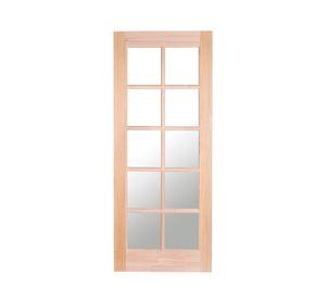 Puerta Pino Radiata Sevillana 75x210 cm 10 Vidrios Moldupanel
