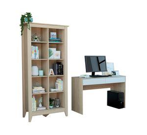 Escritorio 2 cajones Acre + librero Essential rovere/blanco TuHome