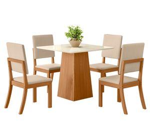 Comedor 4 sillas MDP Off rústico blanco
