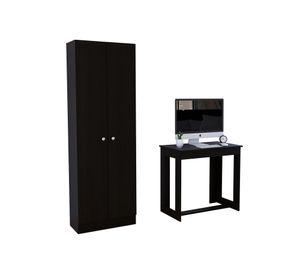 Escritorio Office 4 + clóset oficina 2 puertas wengue/wengue negro TuHome