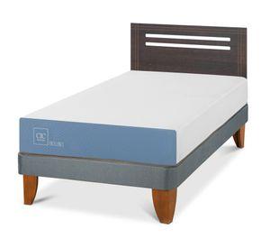 Cama europea 1.5 plazas Excellence + Respaldo Múnich gris