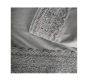 Juego de sábanas king 180 hilos broderie gris