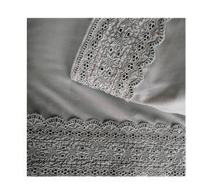 Juego de sábanas 1.5 plazas 180 hilos broderie gris