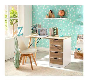 Escritorio 4 cajones Clermont natural/blanco M+Design