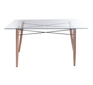 Mesa comedor 77x140x90 cm Líneas transparente/natural