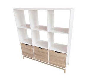 Librero 3 puertas Florencia natural/blanco M+Design