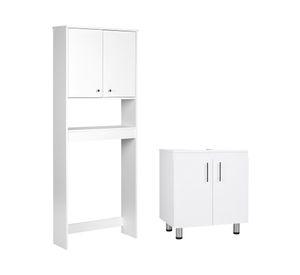 Combo estante 2 puertas + vanitorio 2 puertas blanco