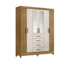 Clóset 6 puertas 4 cajones Palermo café/blanco 204x165x46 cm