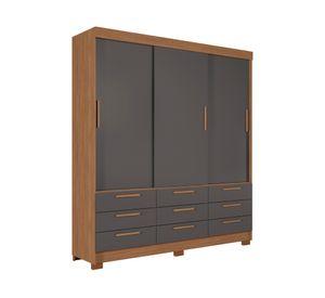 Clóset 3 puertas 9 cajones Morretes grafito 214x194.4x46 cm