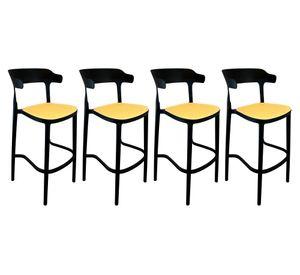 Pack 4 taburetes bar polipropileno Bistró negro/beige
