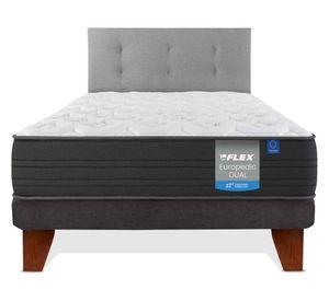 Cama europea Europedic dual 1.5 plazas + respaldo Royal gris