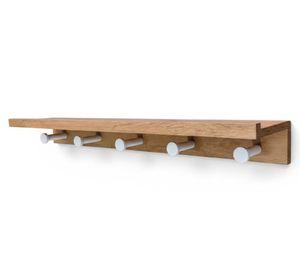 Repisa pared 5 ganchos madera/blanco