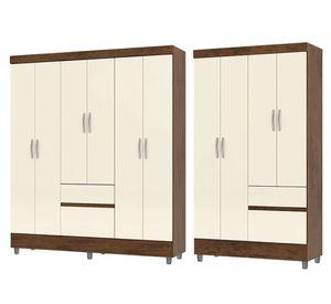 Combo clóset 6 puertas + clóset 4 puertas beige/café