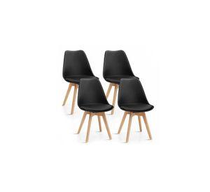 Pack de 4 Sillas Tulip Acolchada Negras