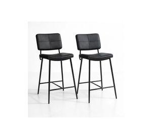 Pack de 2 Taburetes Alto Bronx Negro con Patas Metálicas Negras