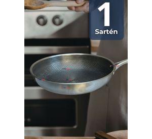 Sartén de Acero Inoxidable Antiadherente 24cm Para Cocinar Freír y Saltear