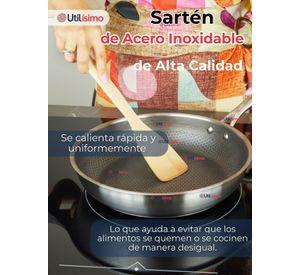 Sartén de Acero Inoxidable Antiadherente 24cm Para Cocinar Freír y Saltear