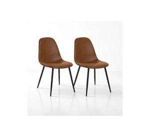 Pack de 2 Sillas Spoon Ecocuero vintage café oscuro