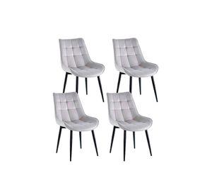 Pack de 4 Sillas de Comedor Macron Acolchada Terciopelo - Gris