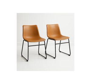 Pack de 2 Sillas Burgos de Comedor o Living de Cuero Sintético y Metal Industrial