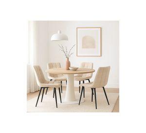 Pack de 4 Sillas de Comedor Macron Acolchada Terciopelo - Beige
