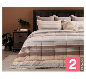Plumón Sherpa café/beige/celeste 2 plazas