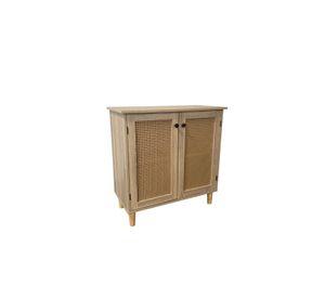 Cómoda 2 Puertas con Rattan MDF - Madera Clara