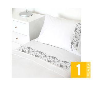Juego de sábanas 1 plaza 200 hilos Shibori Gris blanco