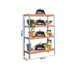 Estante Eco1506-4 azul/naranjo/madera 5 niveles
