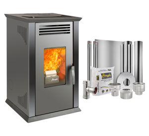 Estufa a pellet Italy 8100 Plus negro 9.2 kW + kit instalación techo
