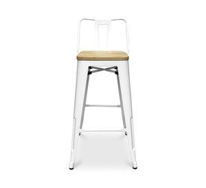Taburete 66 asiento madera con respaldo Tolix blanco Form Design