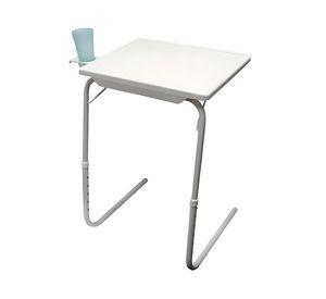 Mesa plegable y ajustable con posavasos Y1868C-2 blanco