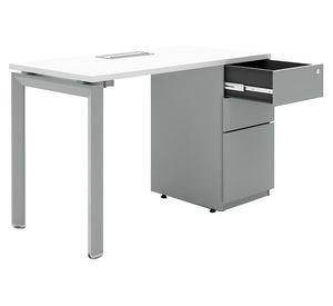 Escritorio pasacables 2 cajones Neo blanco/gris