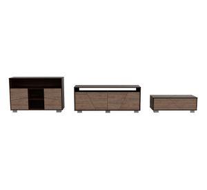 Rack TV 70'' + arrimo + mesa de centro Fraktal habano/miel TuHome