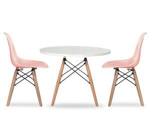 Mesa + 2 sillas DSW rosado Form Design