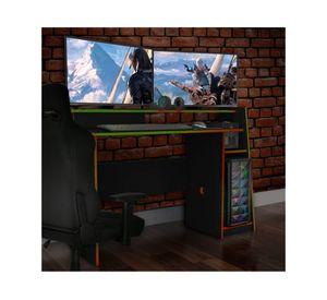 Escritorio gamer 2 espacios Kratos negro/rojo