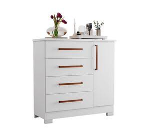Cómoda 1 puerta 4 cajones Moda blanco/rosado