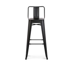 Taburete acero Tolix 76 con respaldo negro