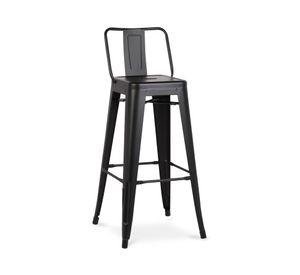Taburete acero Tolix 76 con respaldo negro