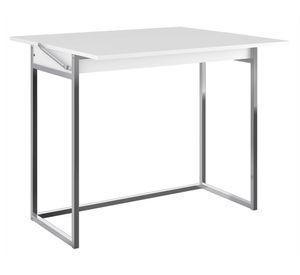 Mesa extendible rectangular Home Design 77x92x44 cm blanco/cromado