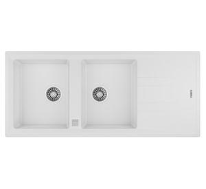 Lavaplatos doble empotrable Stone 80 2C1E TG blanco 19.9x116x51 cm