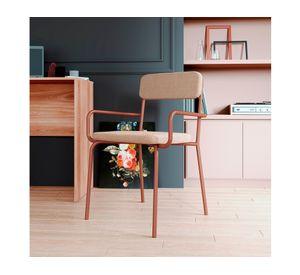 Silla comedor acero Lenox oro envejecido/mocca
