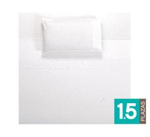 Juego sábanas 200 hilos 1.5 plazas Broderia Málaga blanco