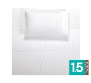 Juego sábanas 200 hilos 1.5 plazas Broderie Pamplona blanco