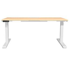 Escritorio el茅ctrico dual con pasacables Cosmo natural/blanco 180x70x71.5-120.5 cm