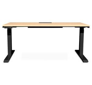 Escritorio el茅ctrico dual con pasacables Cosmo natural/negro 180x70x71.5-120.5 cm