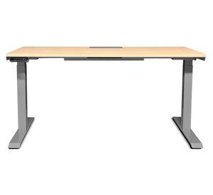 Escritorio el茅ctrico dual con pasacables Cosmo natural/gris 160x70x71.5-120.5 cm